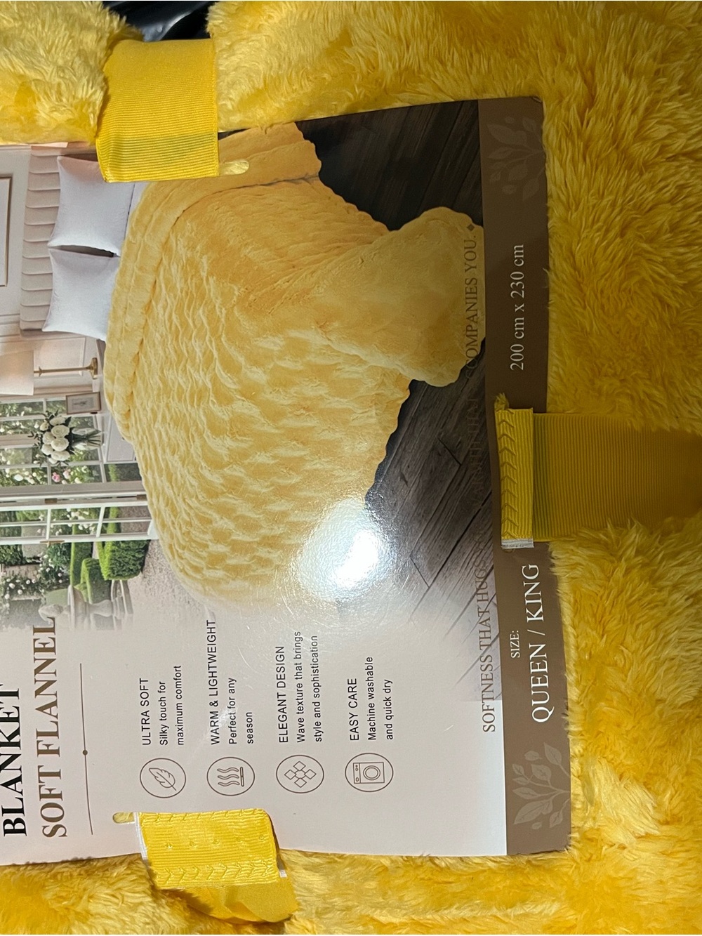Soft Flannel Plush Bed Blanket - Yellow Queen/King